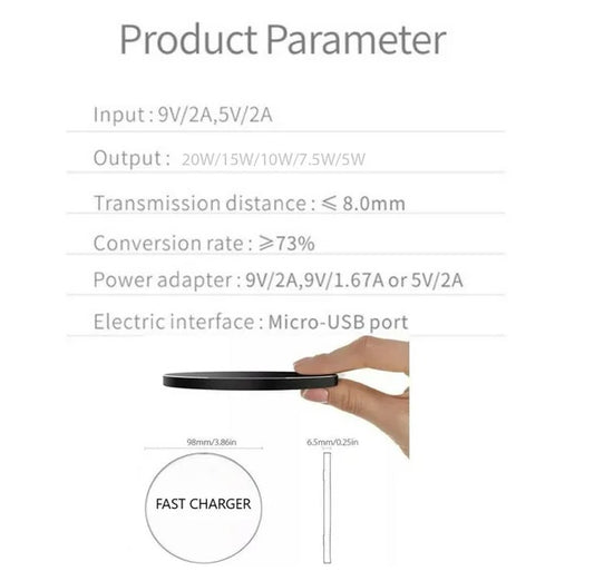 20W Wireless Fast Charger | Universal Charging Pad