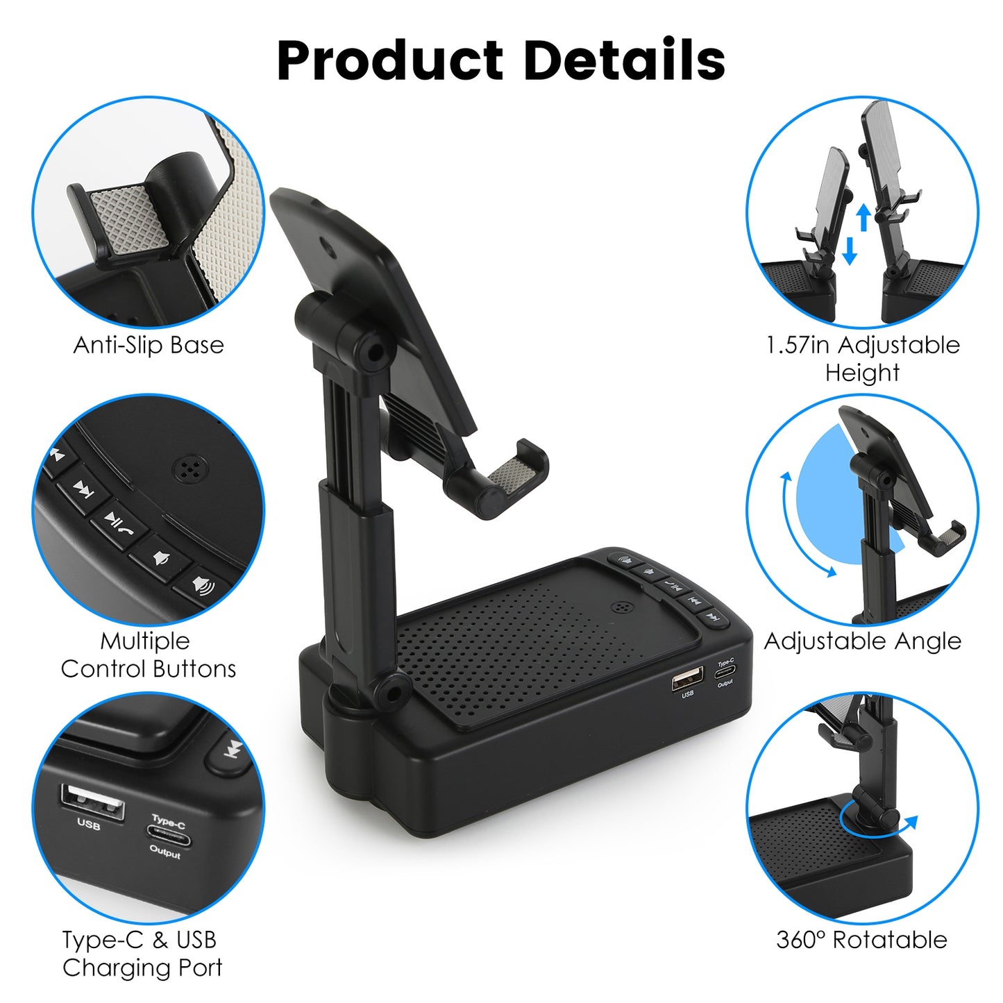 3-in-1 Phone Stand | Speaker & Power Bank