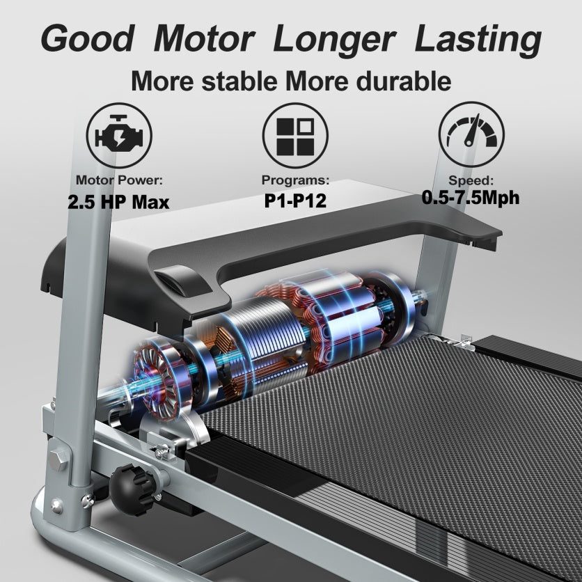 JK106 Folding Treadmill - 2.5HP Motor with 12 Programs & LED Display