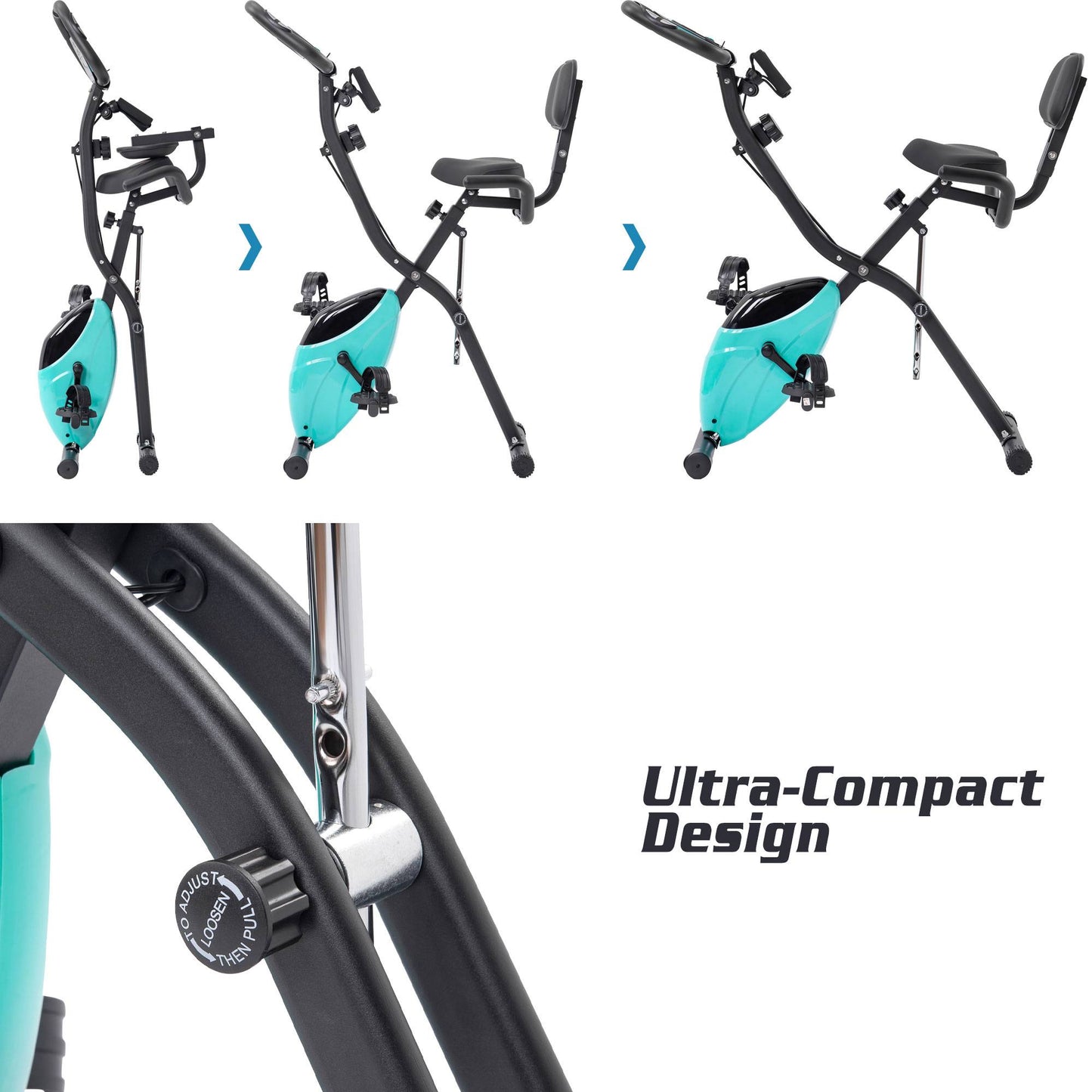 2-in-1 Folding Exercise Bike - Upright & Recumbent with 10 Resistance Levels
