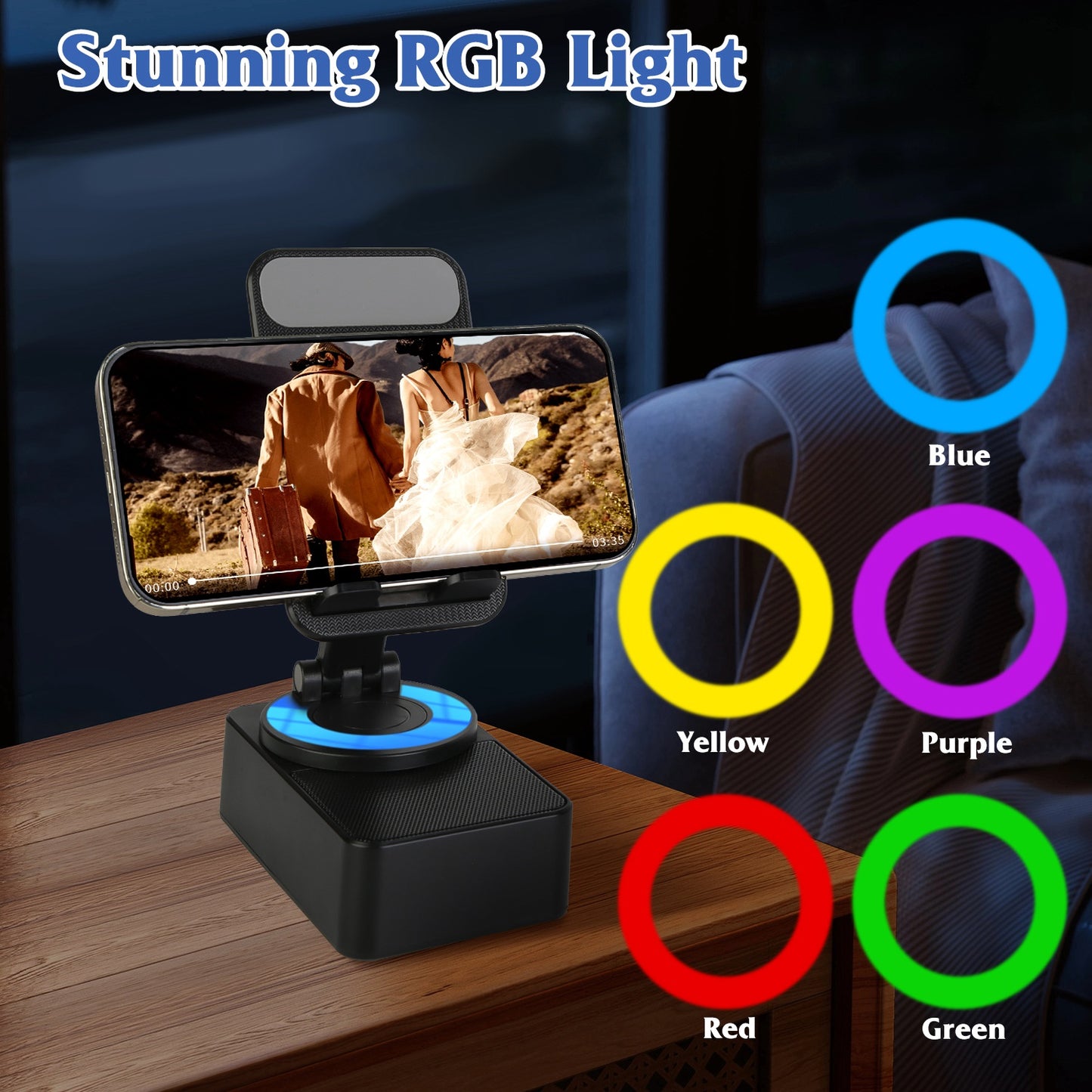 4-in-1 Phone Stand | Speaker, Power Bank & RGB Light
