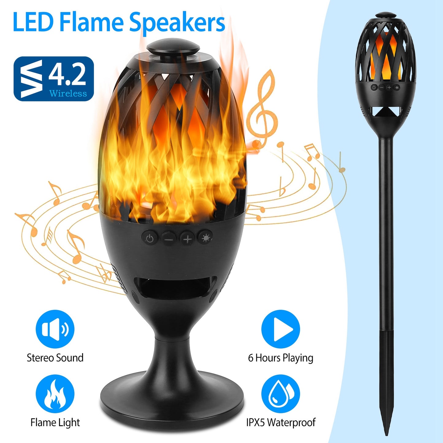 LED Flame Speaker | Wireless Outdoor Torch Light