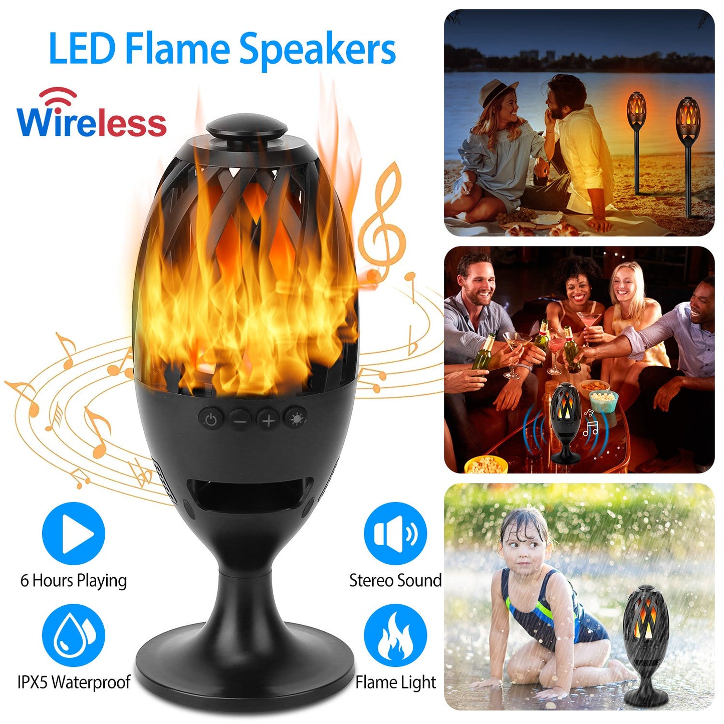 LED Flame Speaker | Wireless Outdoor Torch Light
