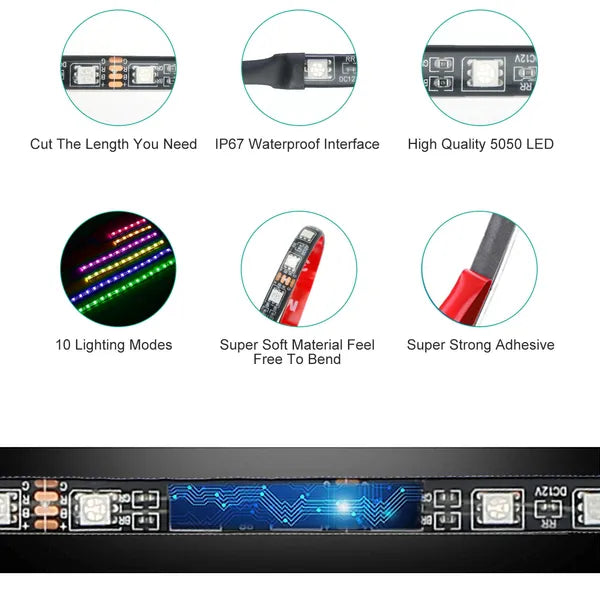 Motorcycle LED Light Kit | RGB Multi-Color Strips