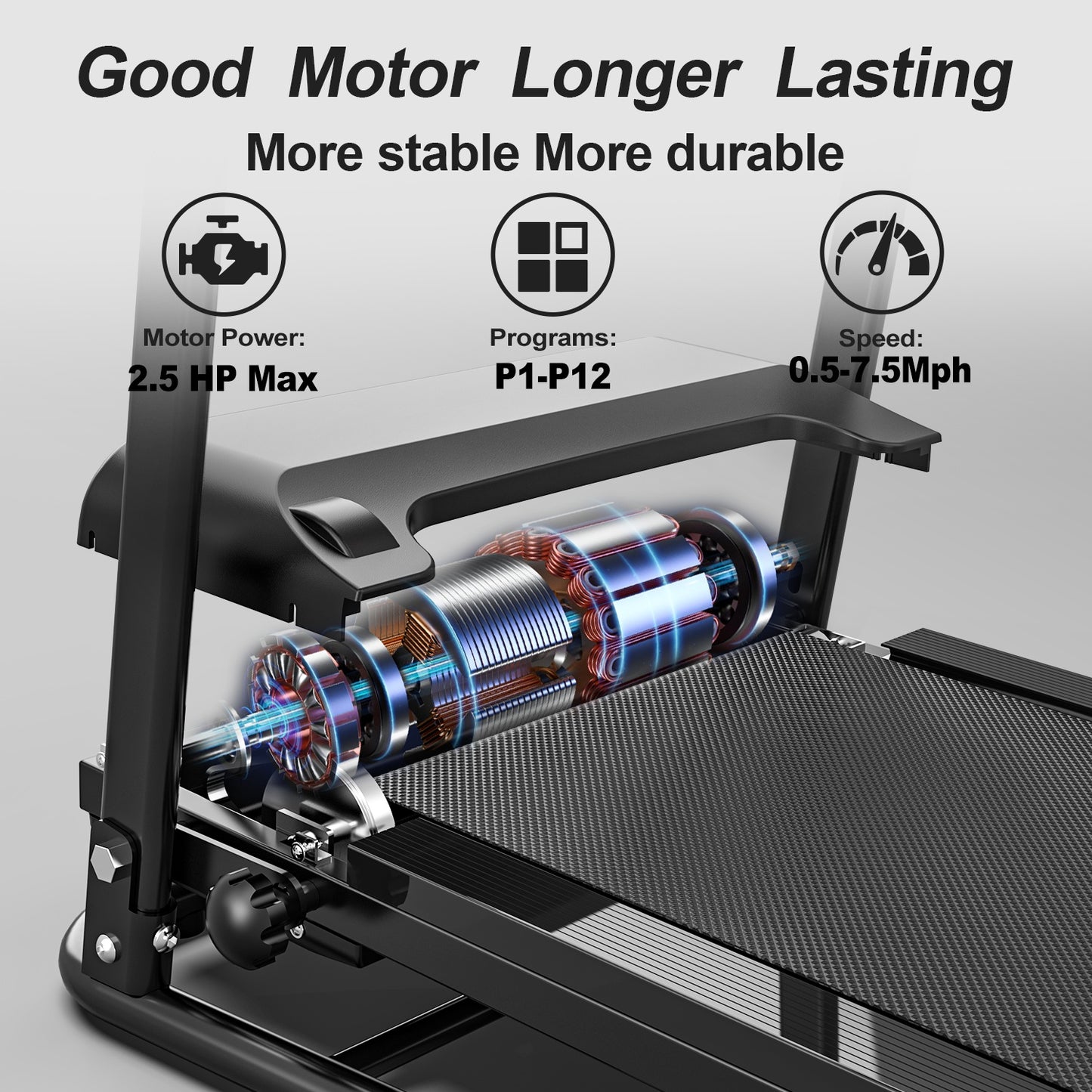 JK106 Folding Treadmill - 2.5HP Motor with 12 Programs & LED Display