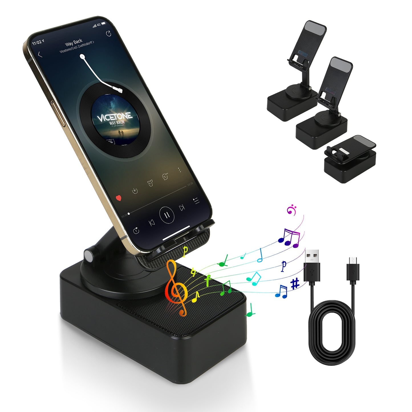 4-in-1 Phone Stand | Speaker, Power Bank & RGB Light